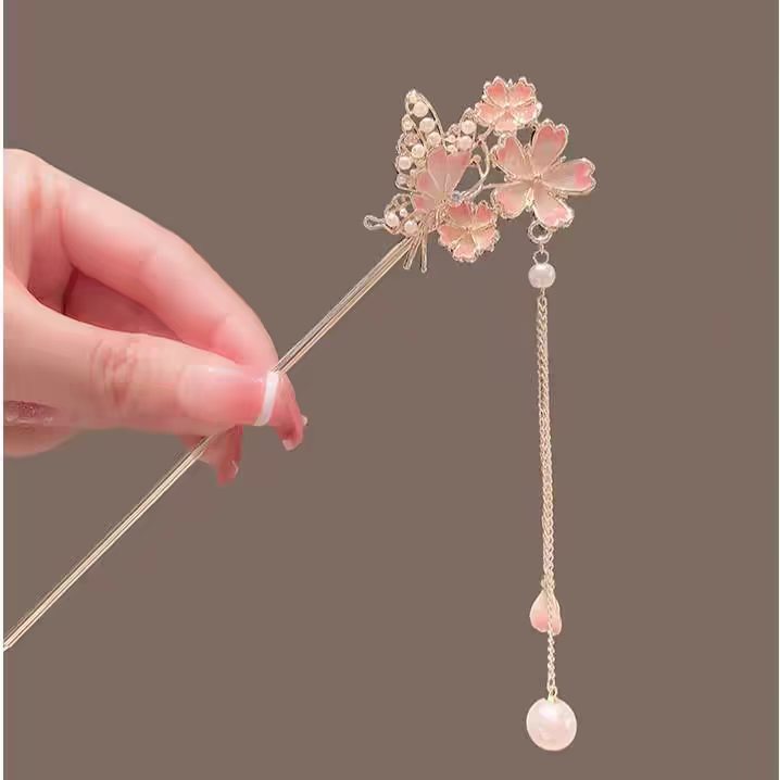 Hanbok Hair Pin - Jepit Rambut Sakura dengan Nuansa Mewah,