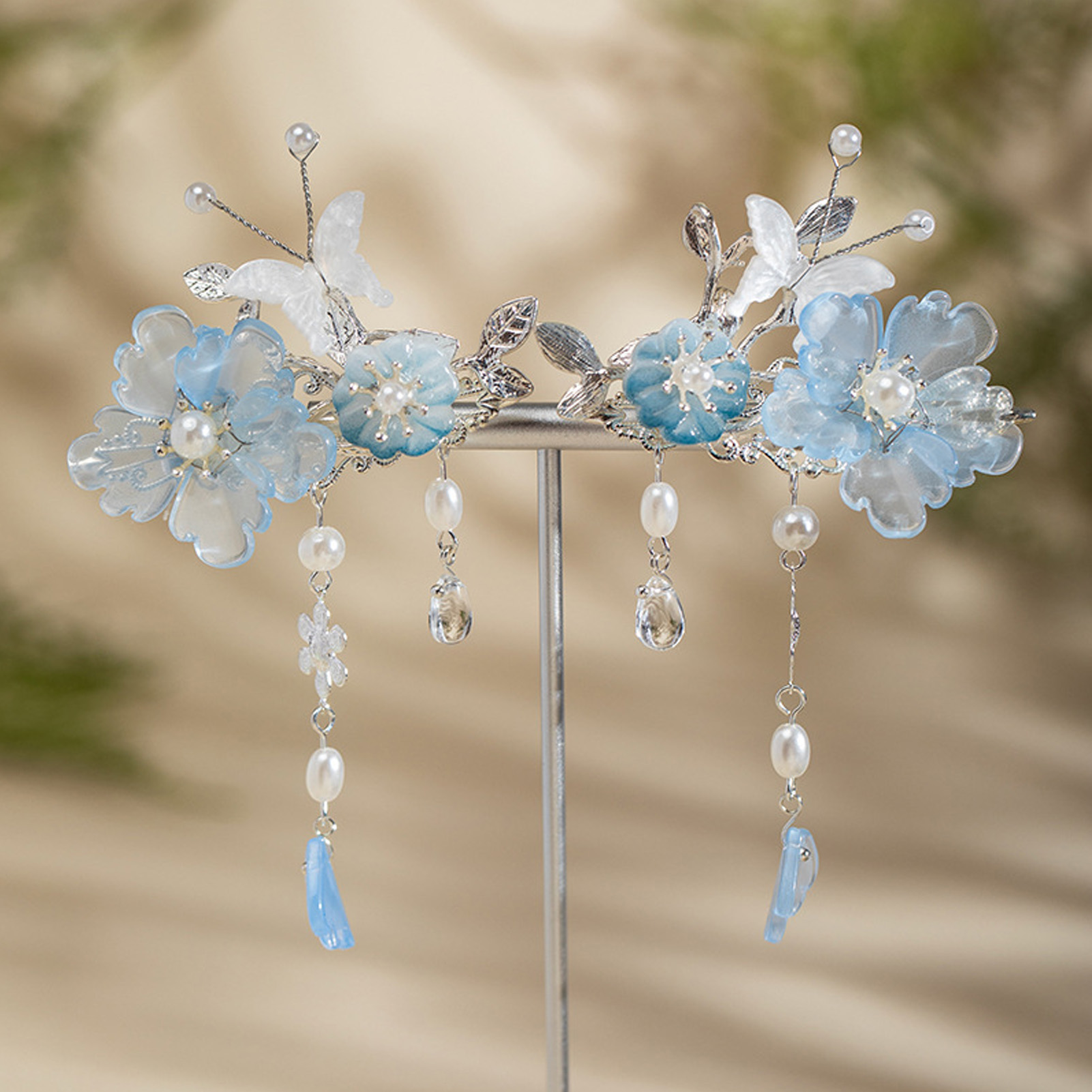 2 Buah Jepit Rambut Peony Biru - Hanbok Hair Pin ulasan dan harga