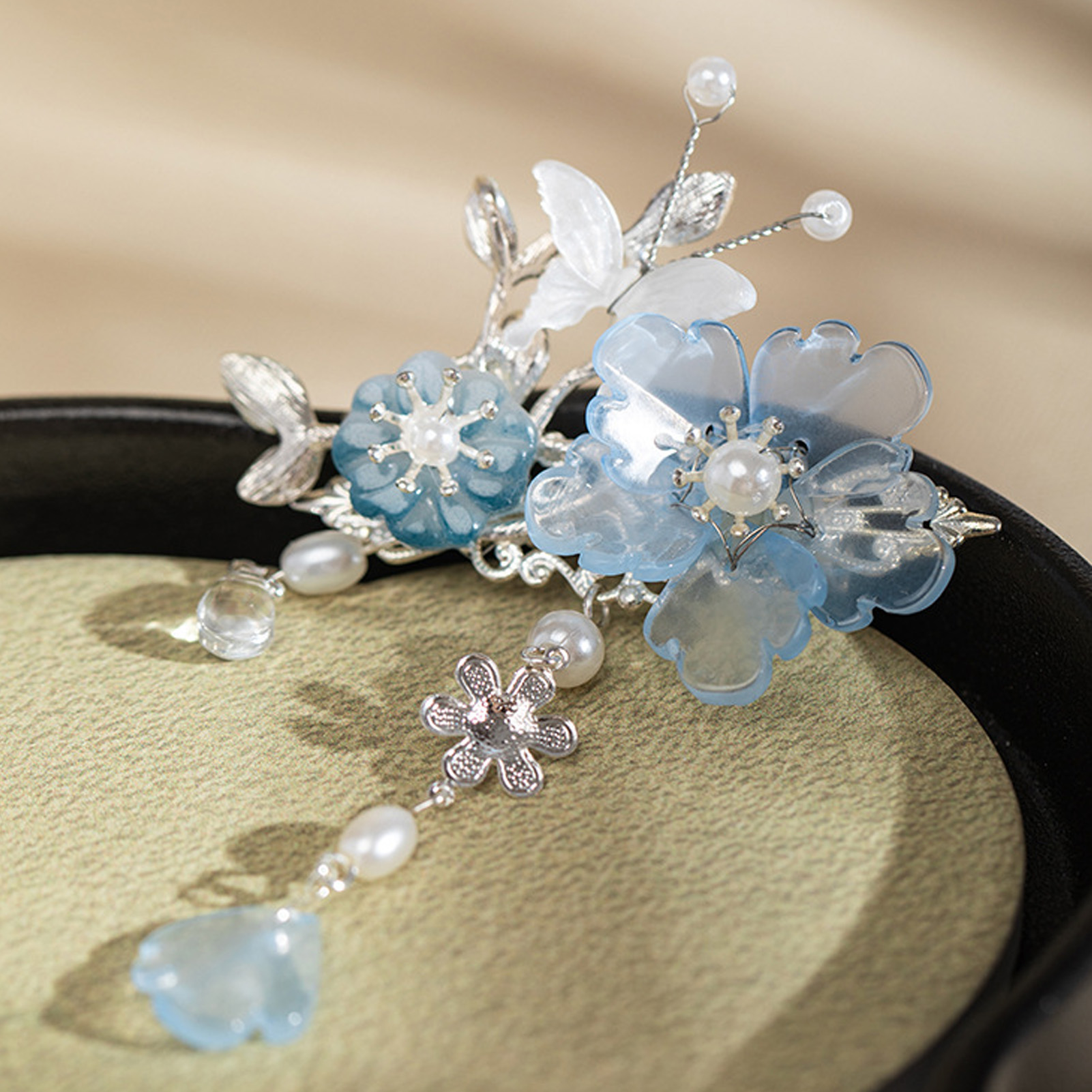 2 Buah Jepit Rambut Peony Biru - Hanbok Hair Pin ulasan dan harga