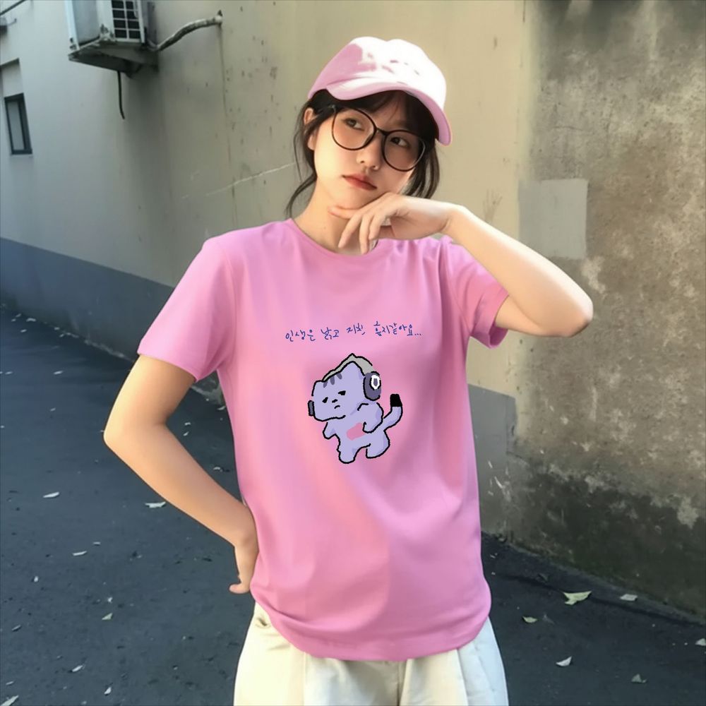 Kaus Gambar Cetak Teks Lucu 'L - Korean Women Lifestyle ulasan dan harga